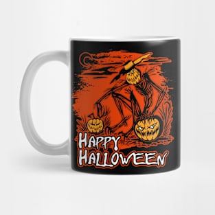 Happy Halloween Scarecrow And Pumpkins Mug